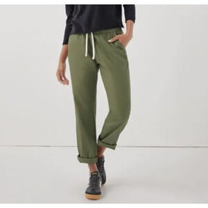 Pact Olive Green Daily Twill Waist Ankle Organic Cotton Pants Size Large